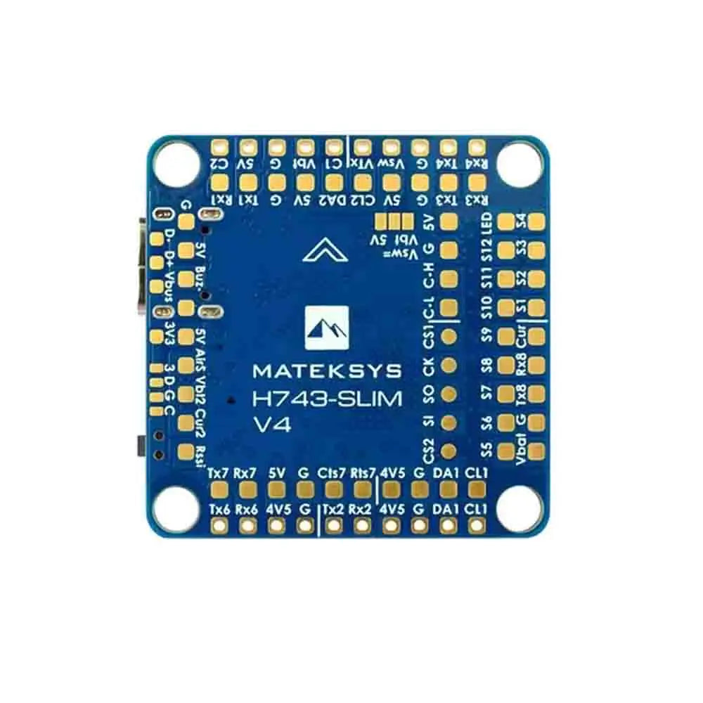Контроллер полета Mateksys H743-SLIM V4, STM32H743 Dual ICM42688P, DPS368, 2-8S, USB-C, OSD
