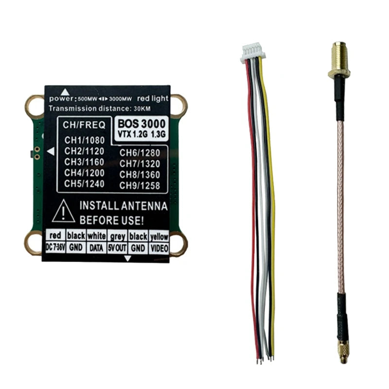1.2G/1.3G 3W 9CH VTX High Power 3000mW PAL/NTSC